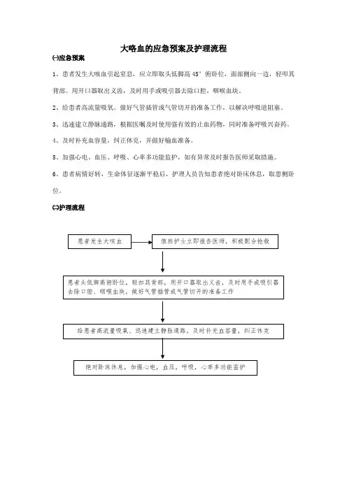 大咯血的应急预案及护理流程