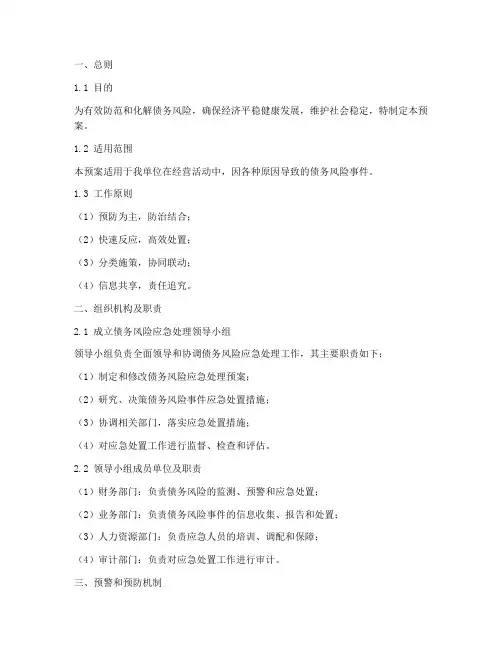 债务风险应急处理预案