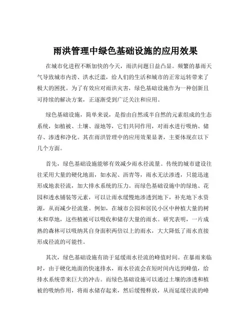 雨洪管理中绿色基础设施的应用效果
