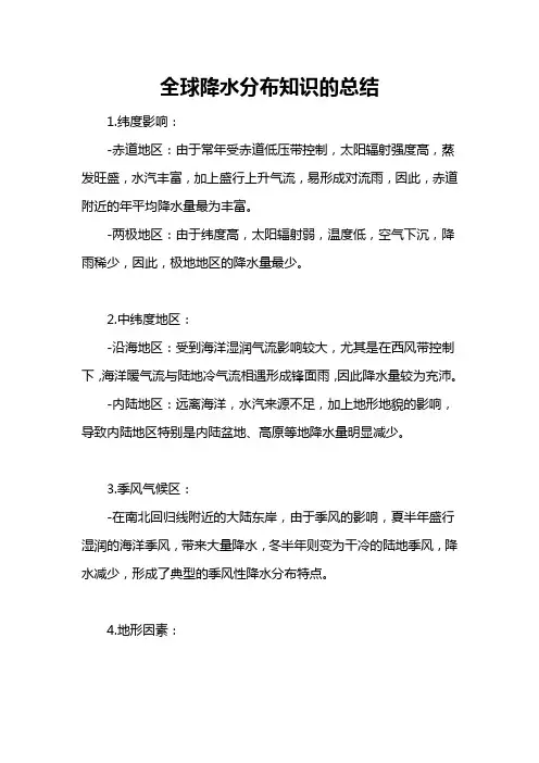全球降水分布知识的总结