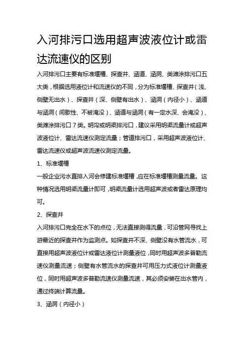 入河排污口选用超声波液位计或雷达流速仪的区别