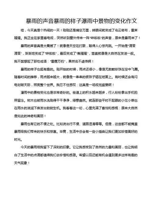 暴雨的声音暴雨的样子瀑雨中景物的变化作文