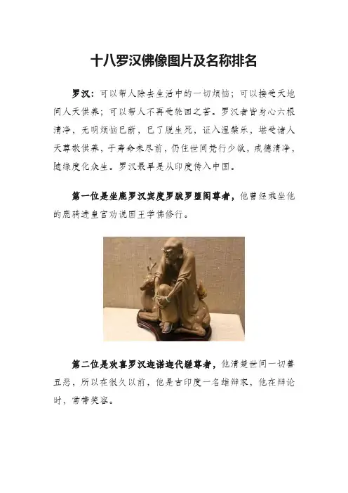 十八罗汉佛像图片及名称排名