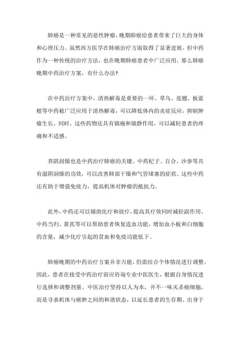 肺癌晚期中药治疗方案,有什么办法