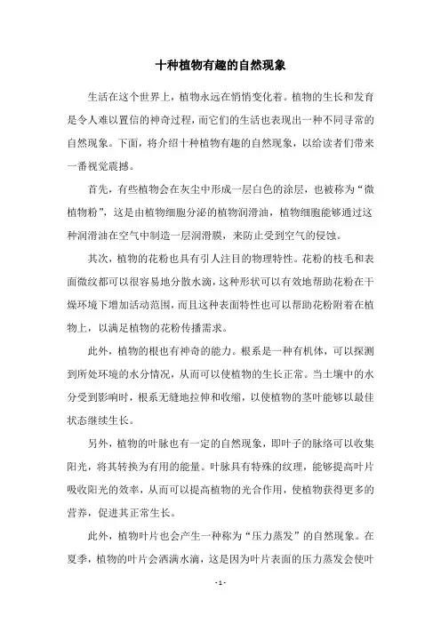 十种植物有趣的自然现象