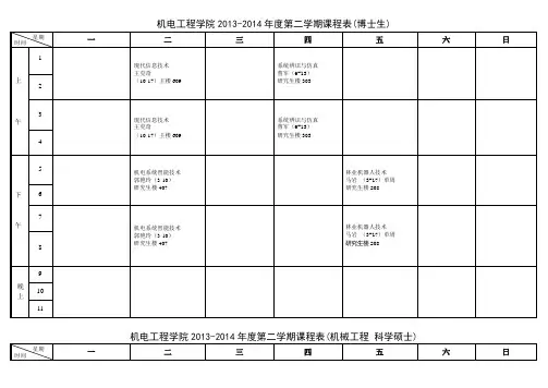 机电工程学院2013-2014年度第二学期课表(按专业)改