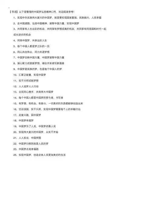 中国梦弘扬精神口号