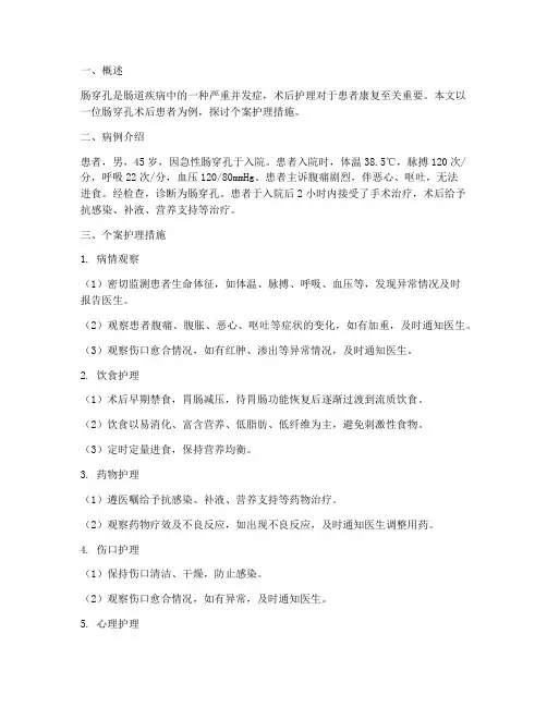 肠穿孔术后个案护理措施