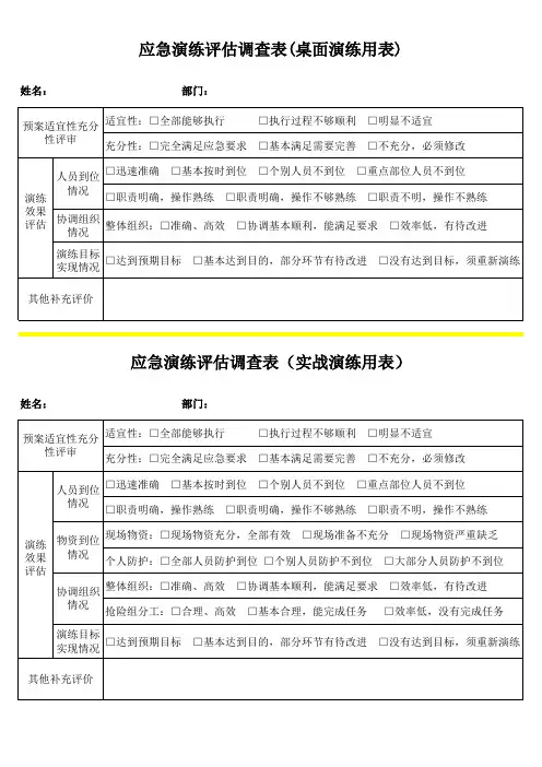 3.应急演练评估调查表(模板)