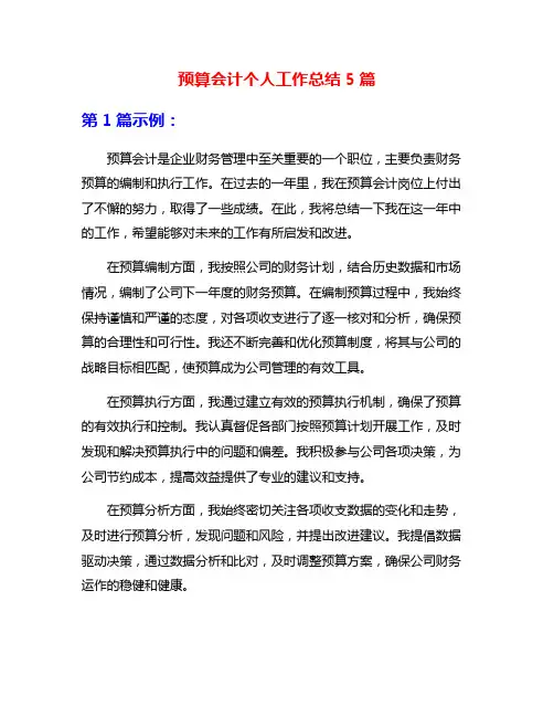 预算会计个人工作总结5篇