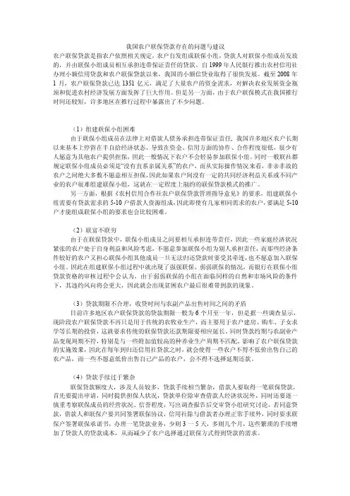 我国农户联保贷款存在的问题与建议