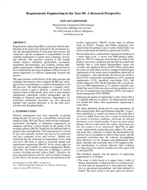 Requirements engineering (RE) is concerned with the identification