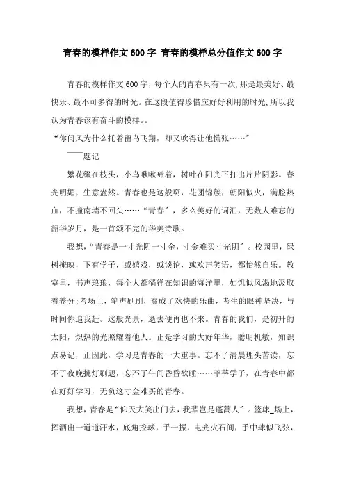 青春的模样作文600字 青春的模样满分作文600字精选