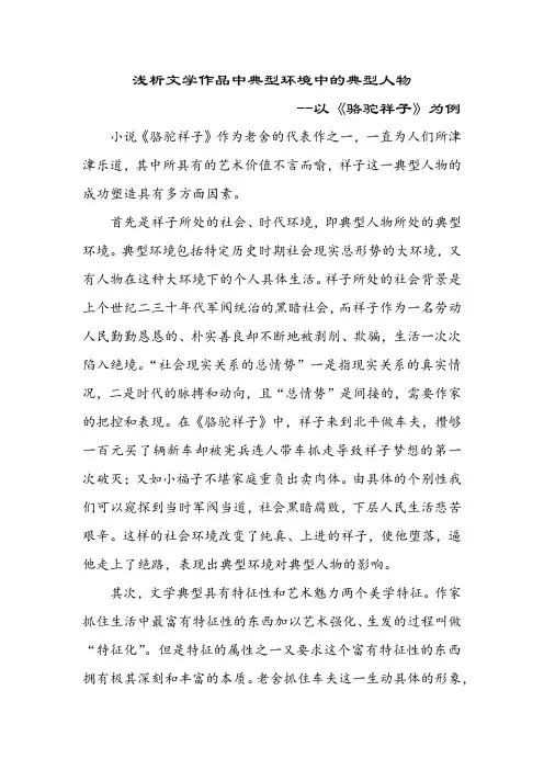 文学作品中典型环境中的典型人物(骆驼祥子)