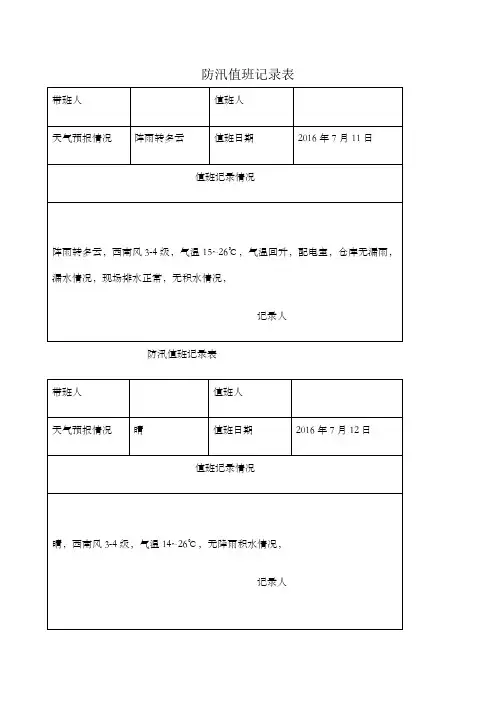 防汛值班记录表 (1)