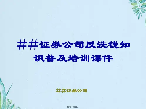 证 券公司反洗钱知识普及培训课件(共25张PPT)