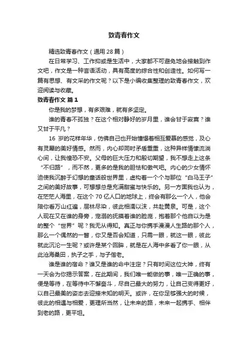 精选致青春作文（通用28篇）