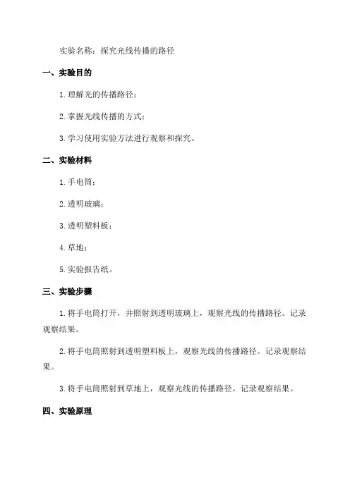 四年级上实验报告单