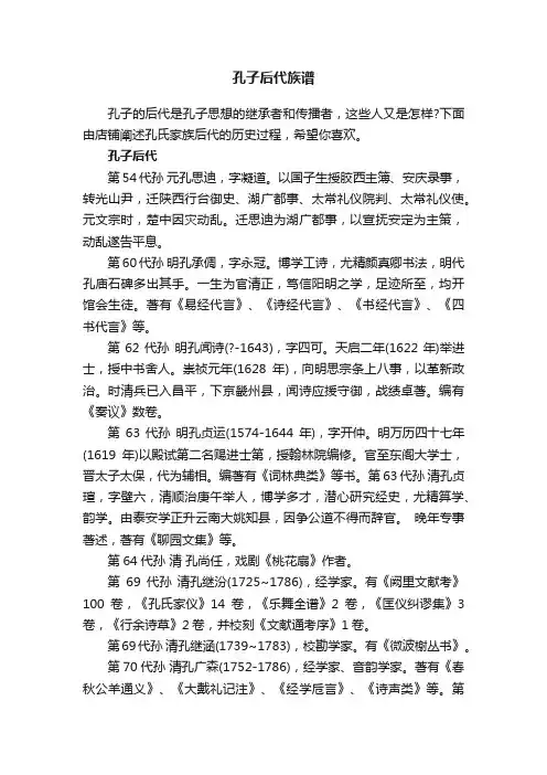 孔子后代族谱