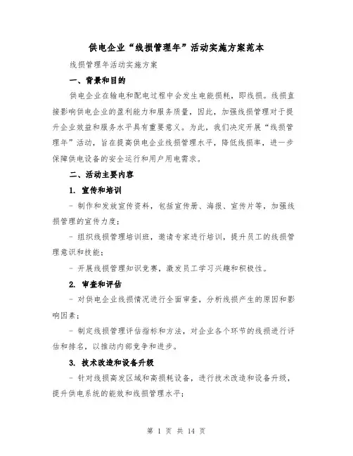 供电企业“线损管理年”活动实施方案范本（2篇）