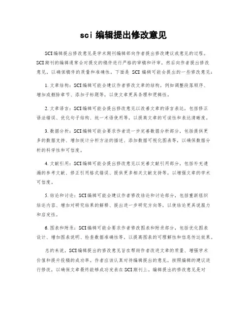 sci编辑提出修改意见