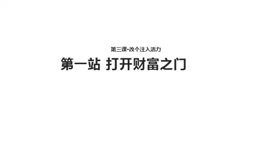 北师大版九年级道德与法治上册 第3课第1站 打开财富之门 课件(共14张PPT)