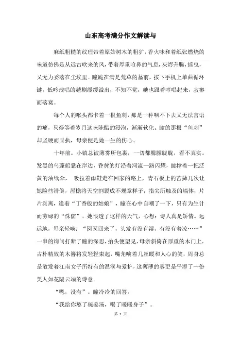 山东高考满分作文解读与