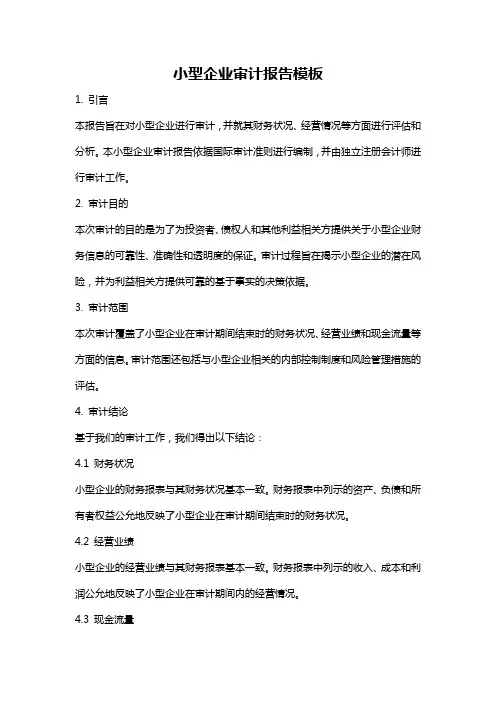 小型企业审计报告模板