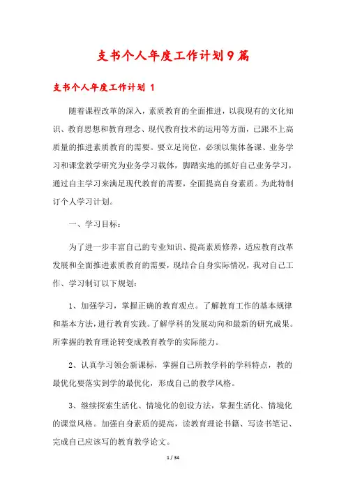 支书个人年度工作计划9篇