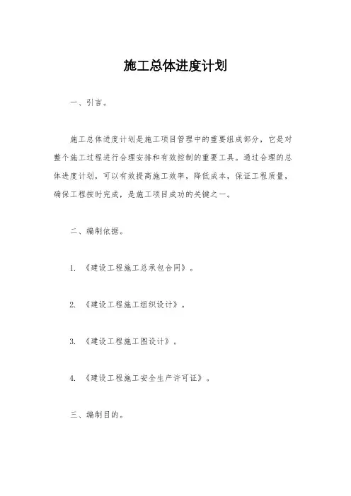 施工总体进度计划