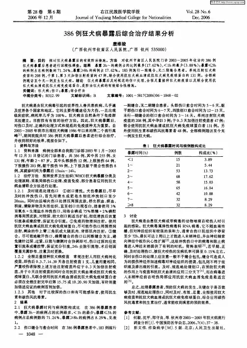386例狂犬病暴露后综合治疗结果分析