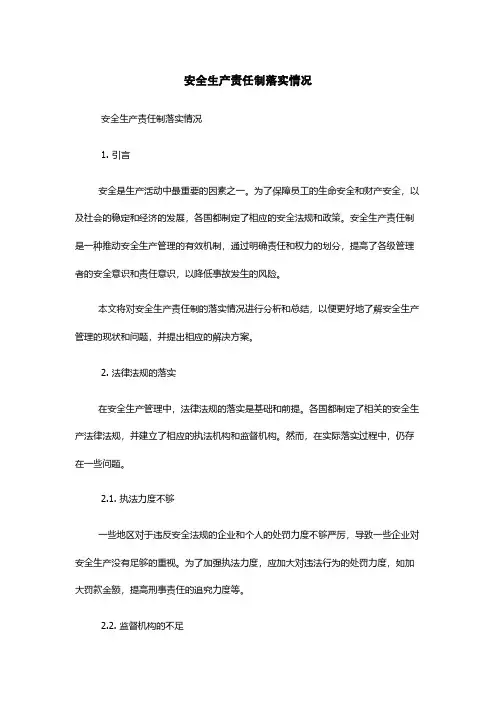 安全生产责任制落实情况