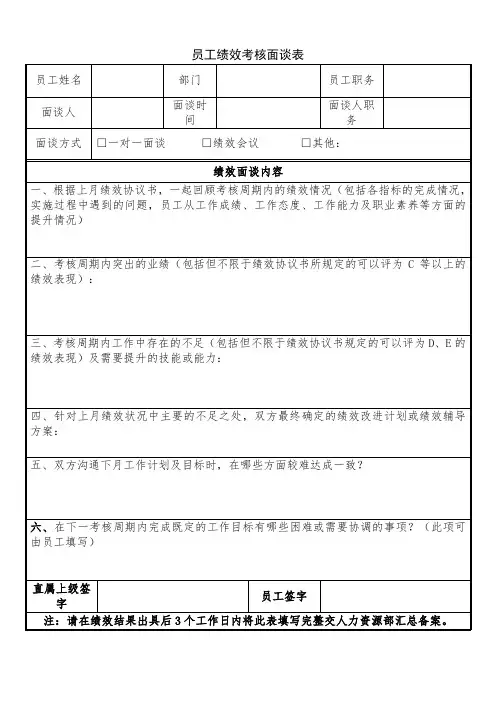 03-员工绩效考核面谈记录表2023