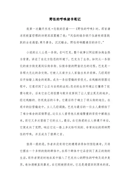 野性的呼唤读书笔记(六篇)