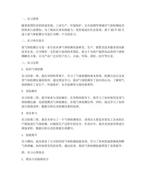 气体检测实习报告