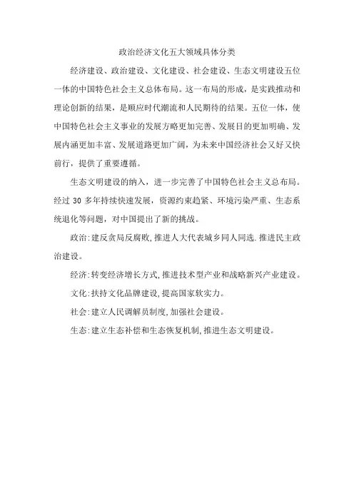 政治经济文化五大领域具体分类