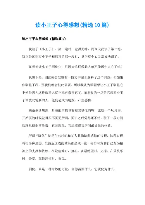 读小王子心得感想(精选10篇)