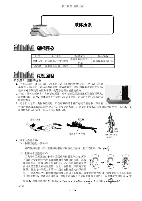 初二物理--液体压强