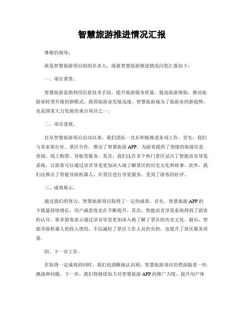 智慧旅游推进情况汇报