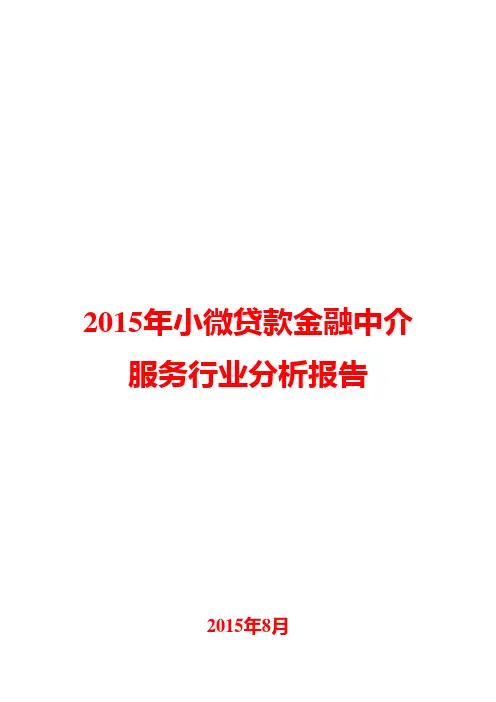 2015年小微贷款金融中介服务行业分析报告