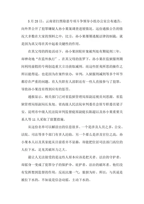 孙小果案警示教育心得体会汇编精选