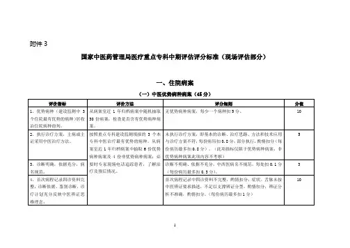 3.国家中医药管理局医疗重点专科中期评估评分标准(现场评估部分)