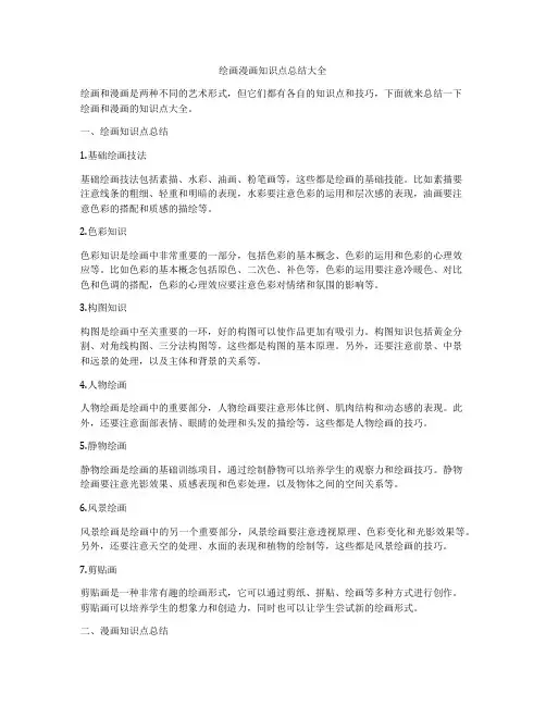 绘画漫画知识点总结大全