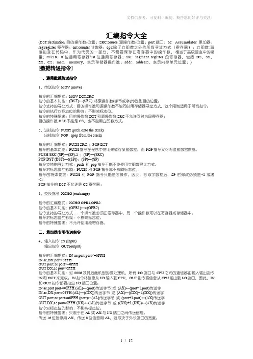 《汇编指令大全》word版