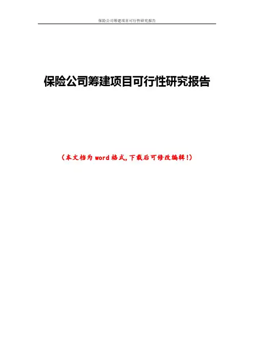 保险公司筹建项目可行性研究报告