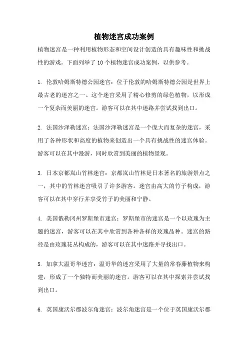 植物迷宫成功案例