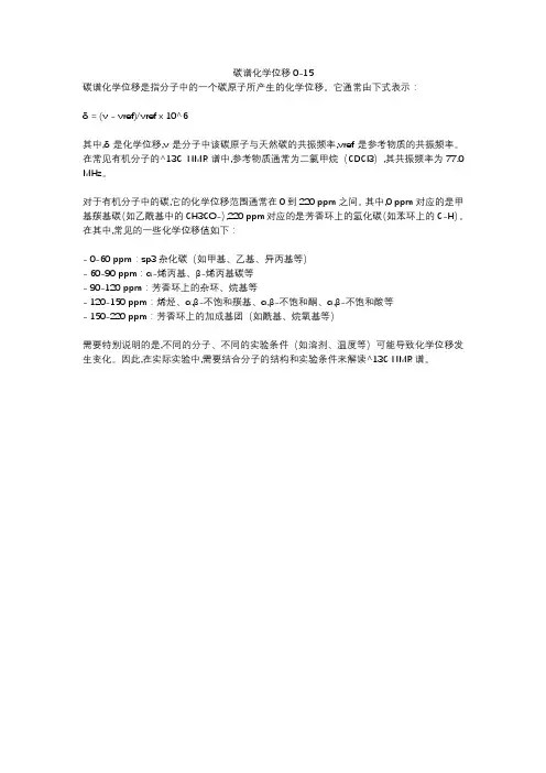 碳谱化学位移0-15