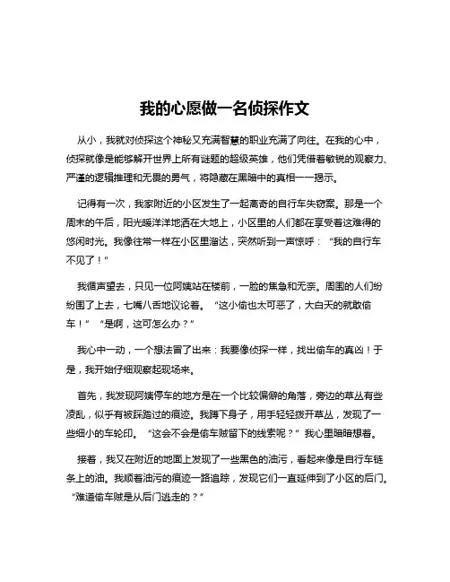 我的心愿做一名侦探作文