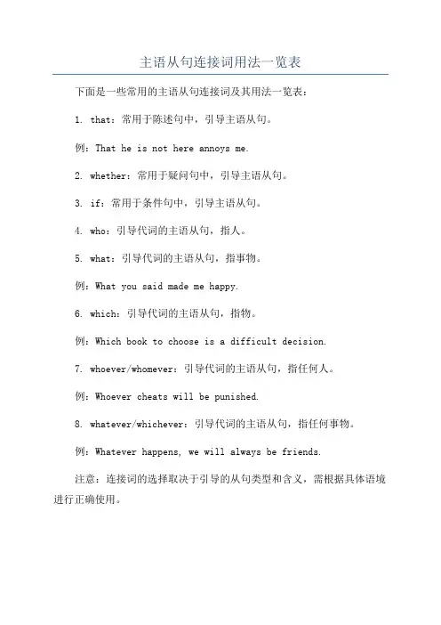 主语从句连接词用法一览表
