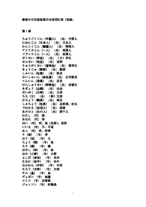 标日初级上册词汇-名词